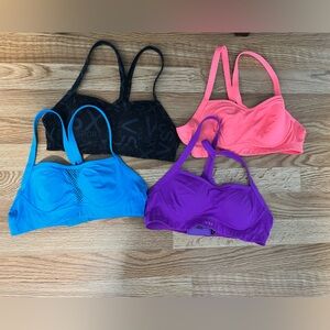 VSX Sports Bras Blue Black purple peach , size small and 34B, Victoria Secret.